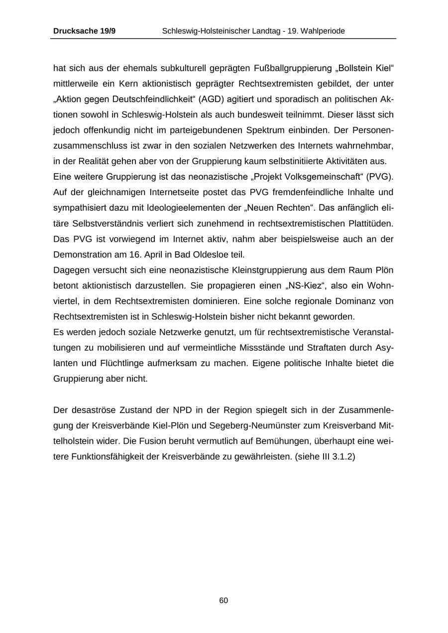 Seite 60 des Verfassungsschutzbericht 2016 Schleswig-Holstein