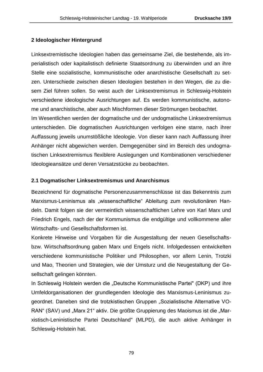 Seite 79 des Verfassungsschutzbericht 2016 Schleswig-Holstein