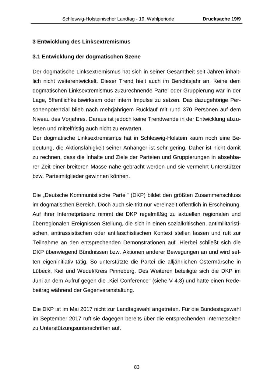 Seite 83 des Verfassungsschutzbericht 2016 Schleswig-Holstein