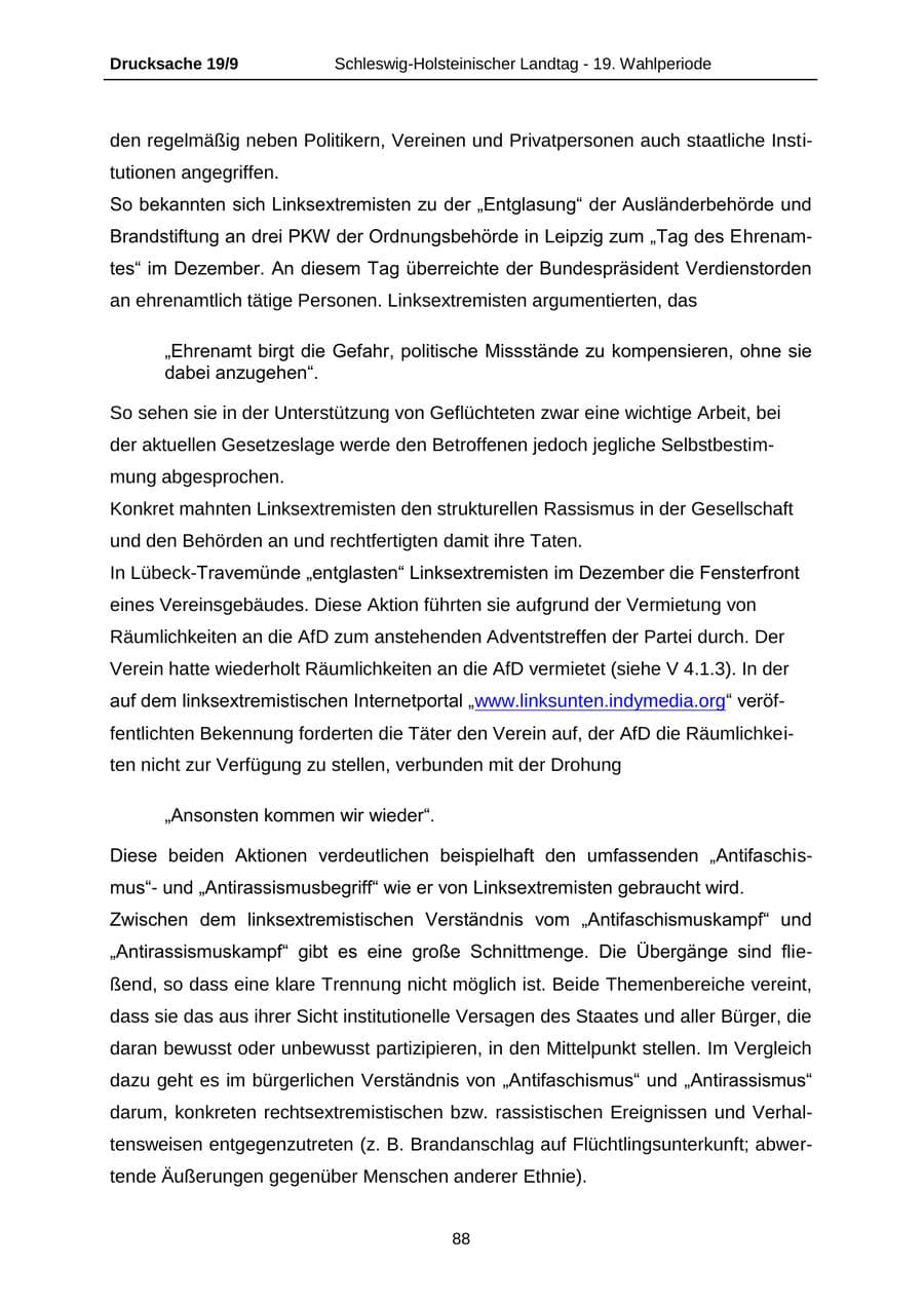 Seite 88 des Verfassungsschutzbericht 2016 Schleswig-Holstein
