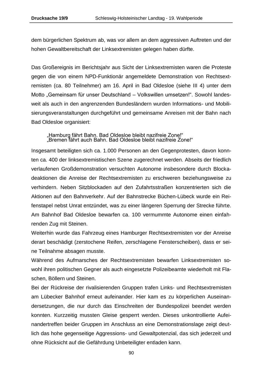 Seite 90 des Verfassungsschutzbericht 2016 Schleswig-Holstein