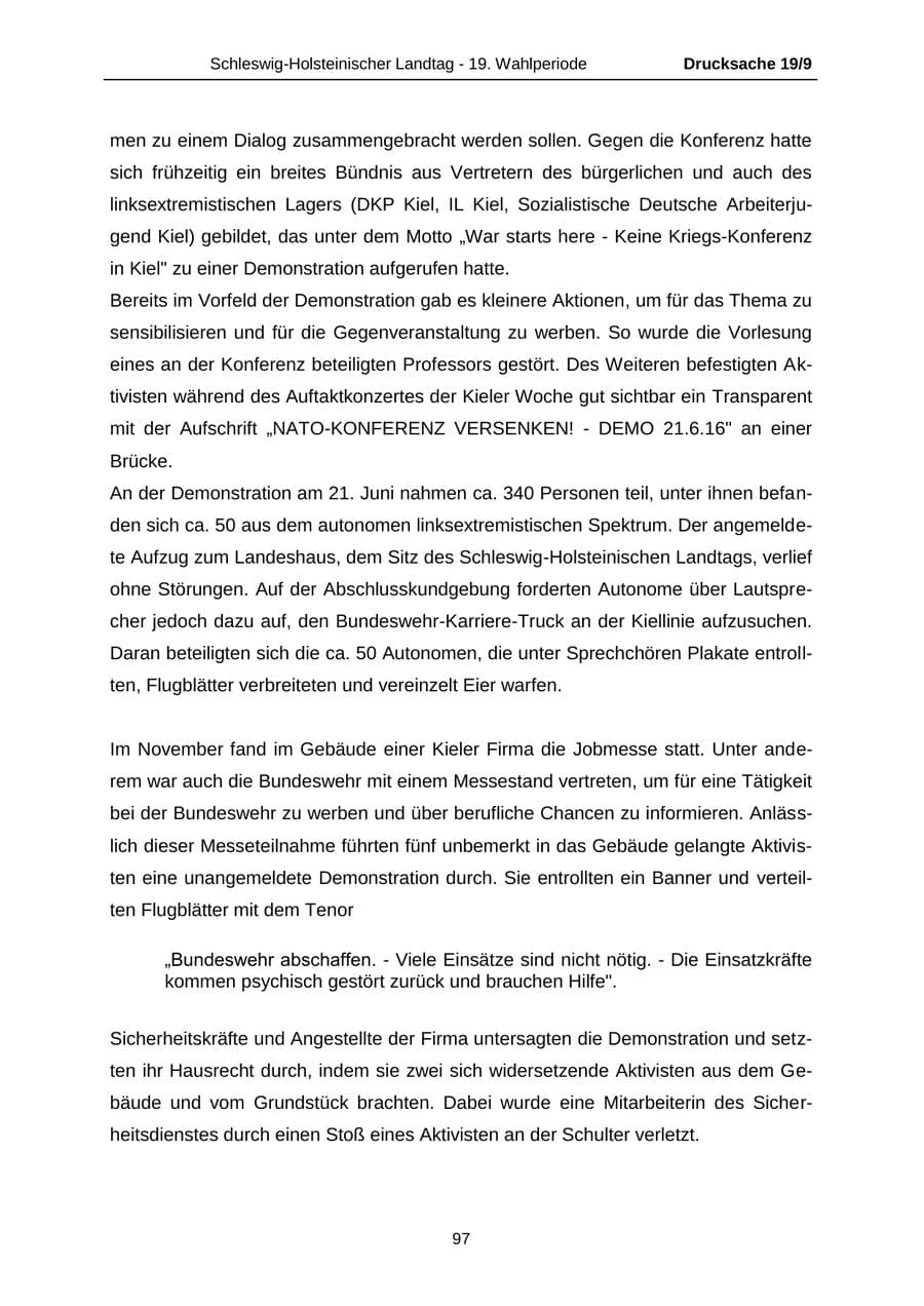 Seite 97 des Verfassungsschutzbericht 2016 Schleswig-Holstein