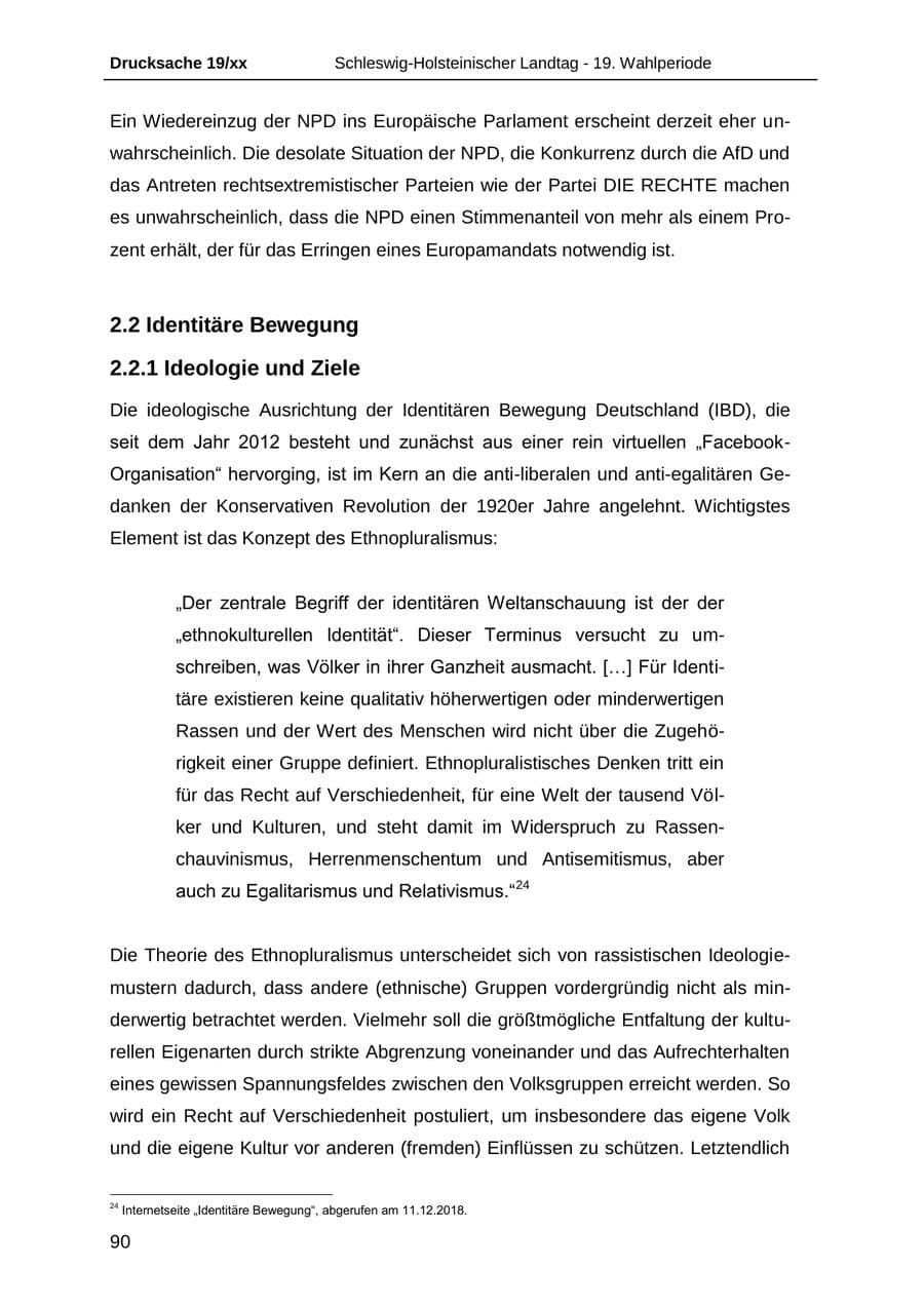 Seite 102 des Verfassungsschutzbericht 2018 Schleswig-Holstein