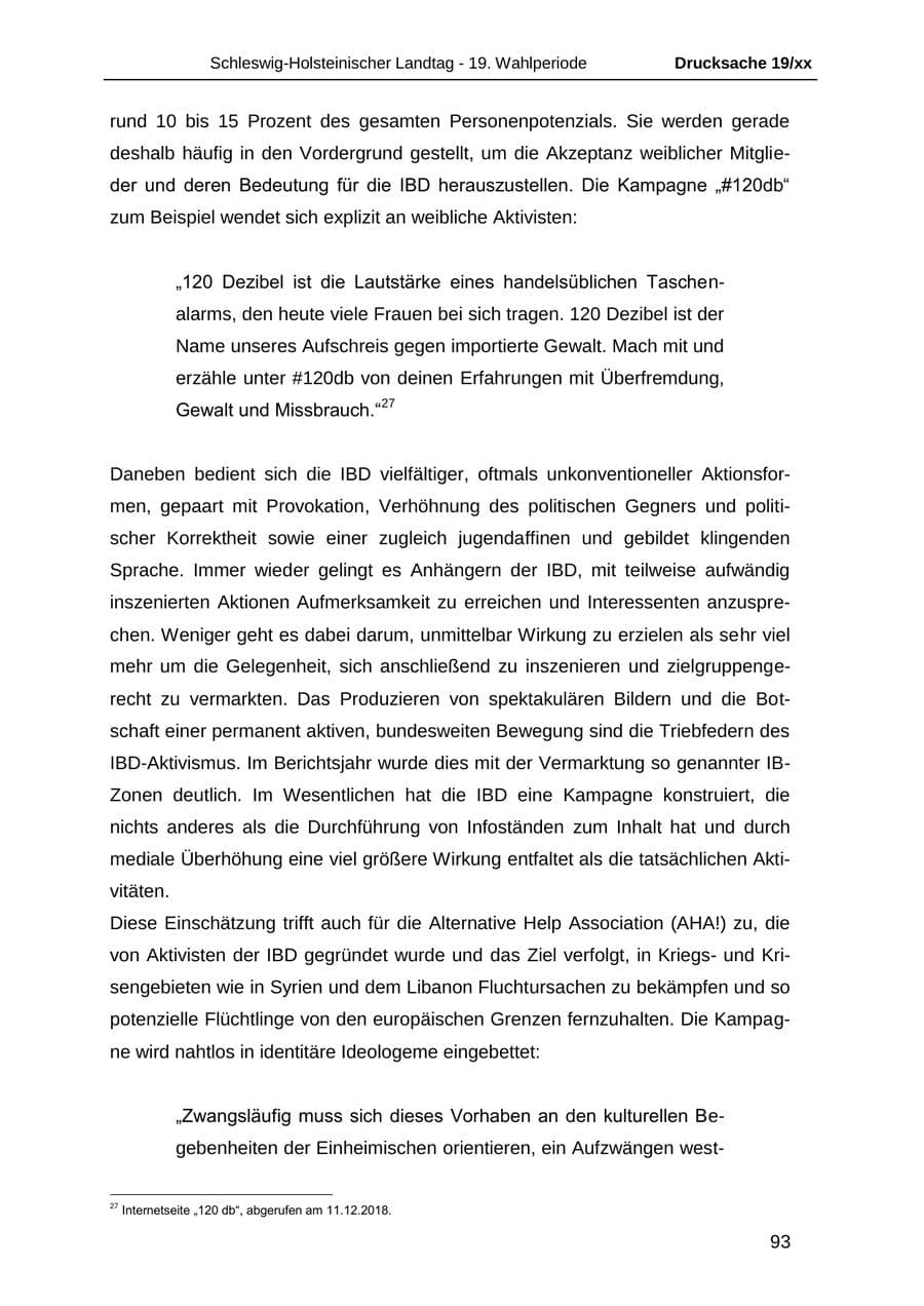 Seite 105 des Verfassungsschutzbericht 2018 Schleswig-Holstein