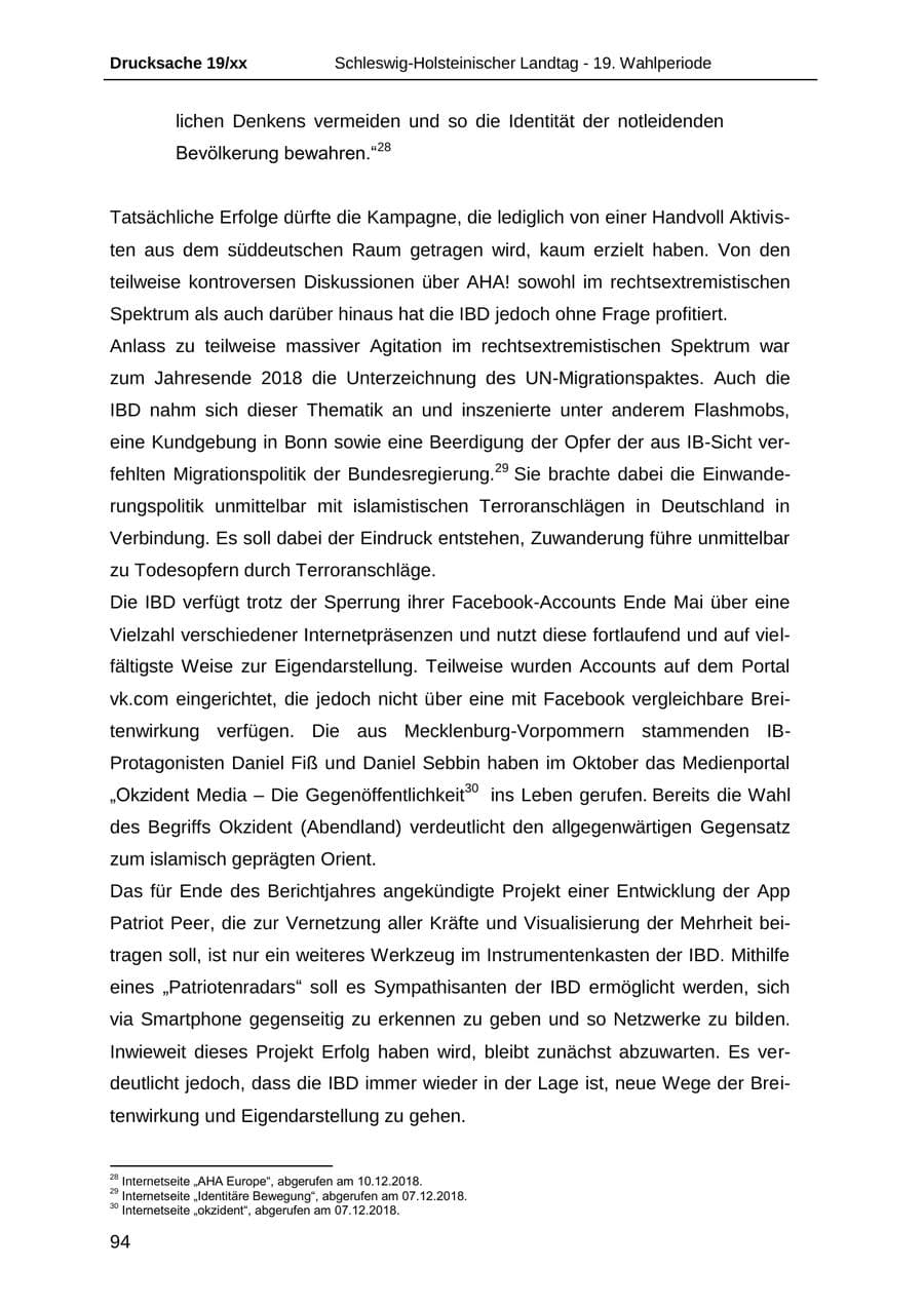 Seite 106 des Verfassungsschutzbericht 2018 Schleswig-Holstein
