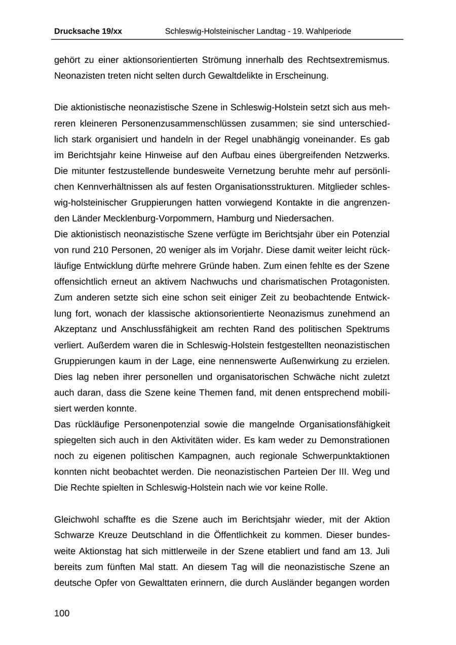 Seite 112 des Verfassungsschutzbericht 2018 Schleswig-Holstein