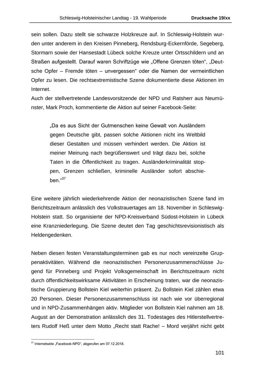 Seite 113 des Verfassungsschutzbericht 2018 Schleswig-Holstein