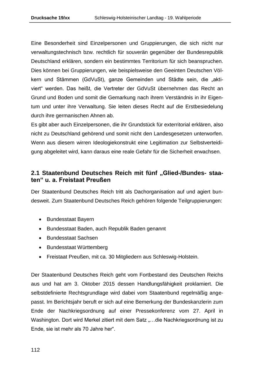 Seite 124 des Verfassungsschutzbericht 2018 Schleswig-Holstein