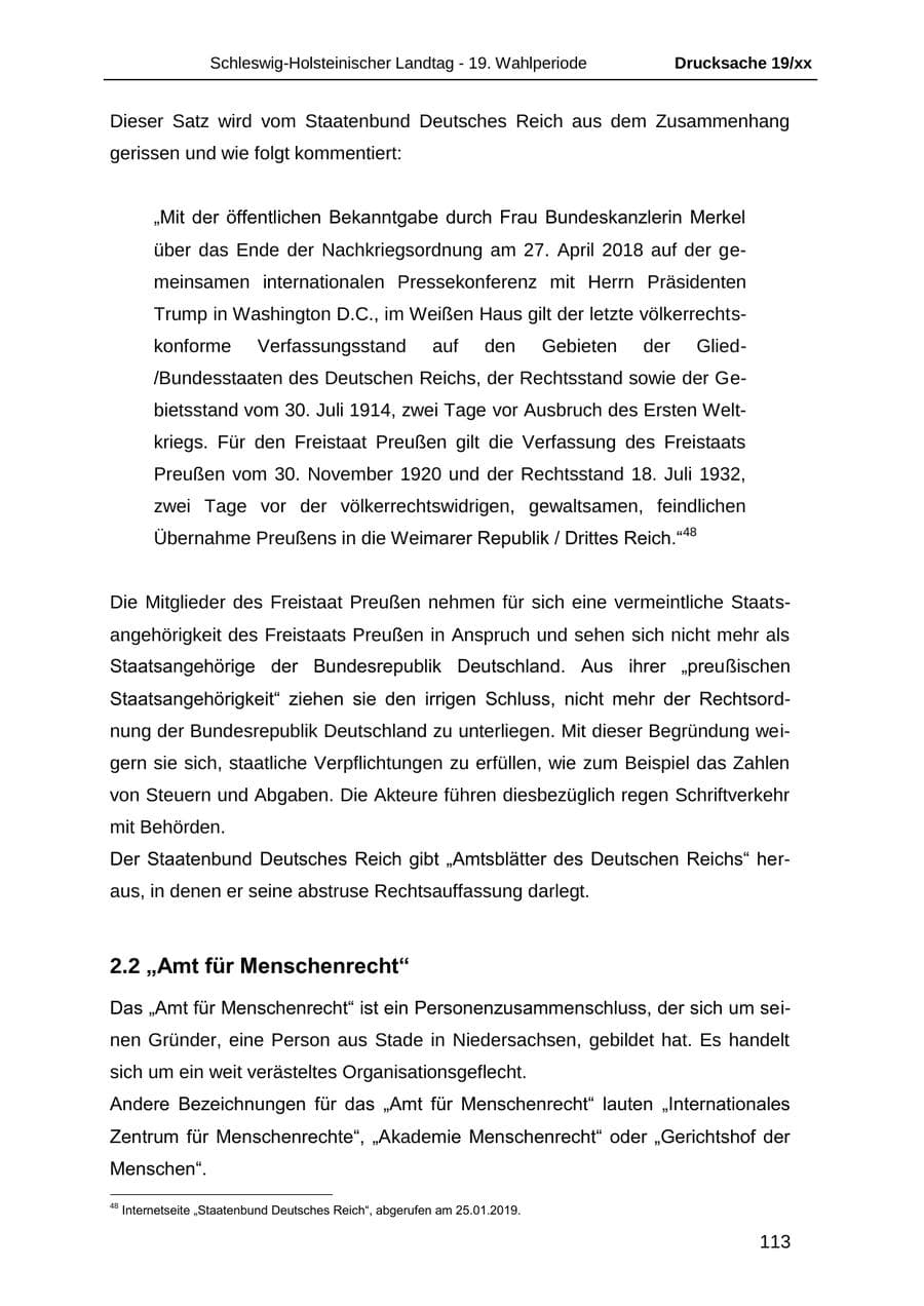 Seite 125 des Verfassungsschutzbericht 2018 Schleswig-Holstein