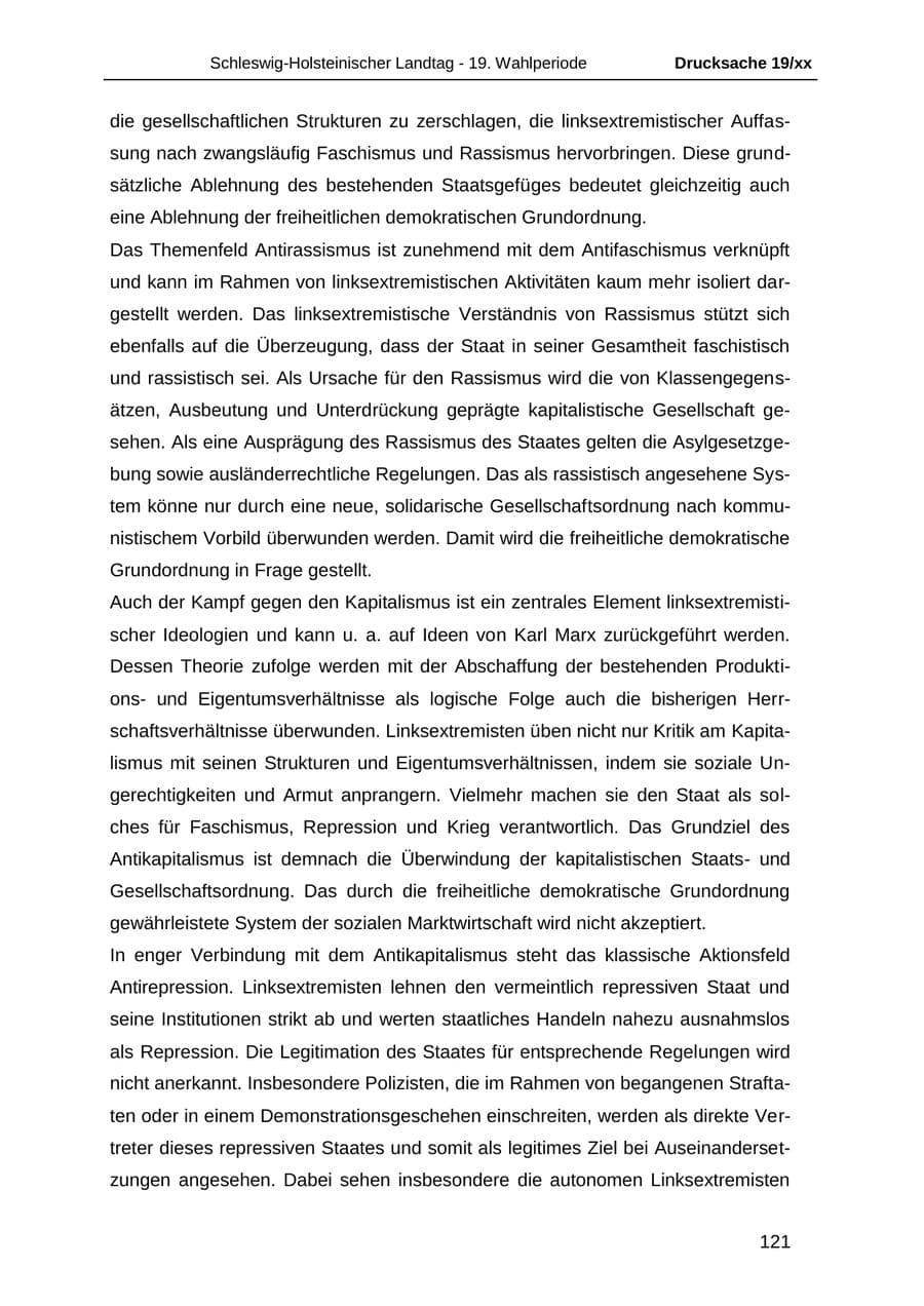Seite 133 des Verfassungsschutzbericht 2018 Schleswig-Holstein
