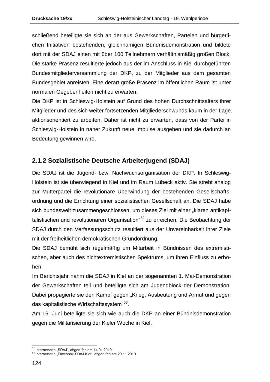 Seite 136 des Verfassungsschutzbericht 2018 Schleswig-Holstein