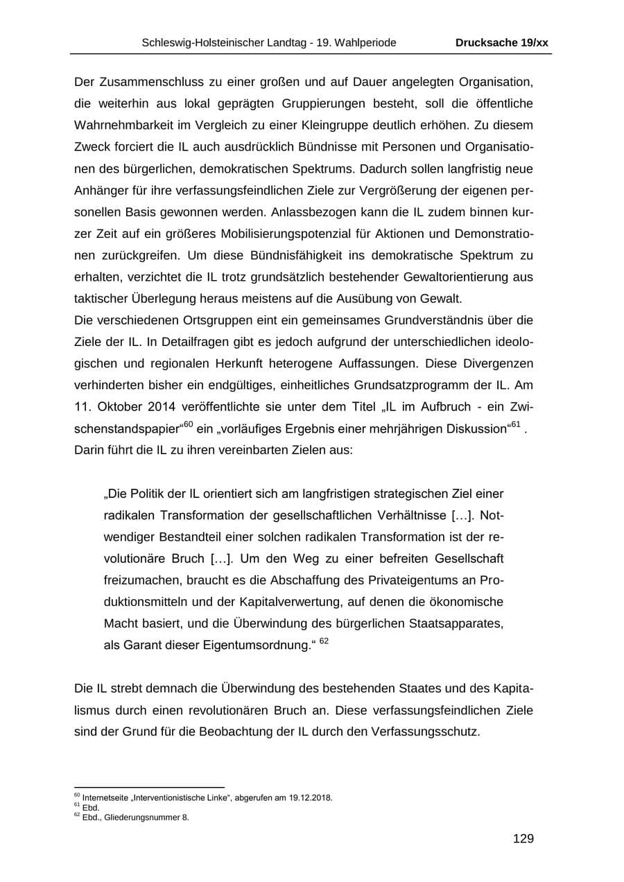 Seite 141 des Verfassungsschutzbericht 2018 Schleswig-Holstein