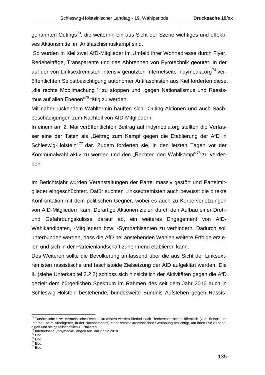 Seite 147 des Verfassungsschutzbericht 2018 Schleswig-Holstein