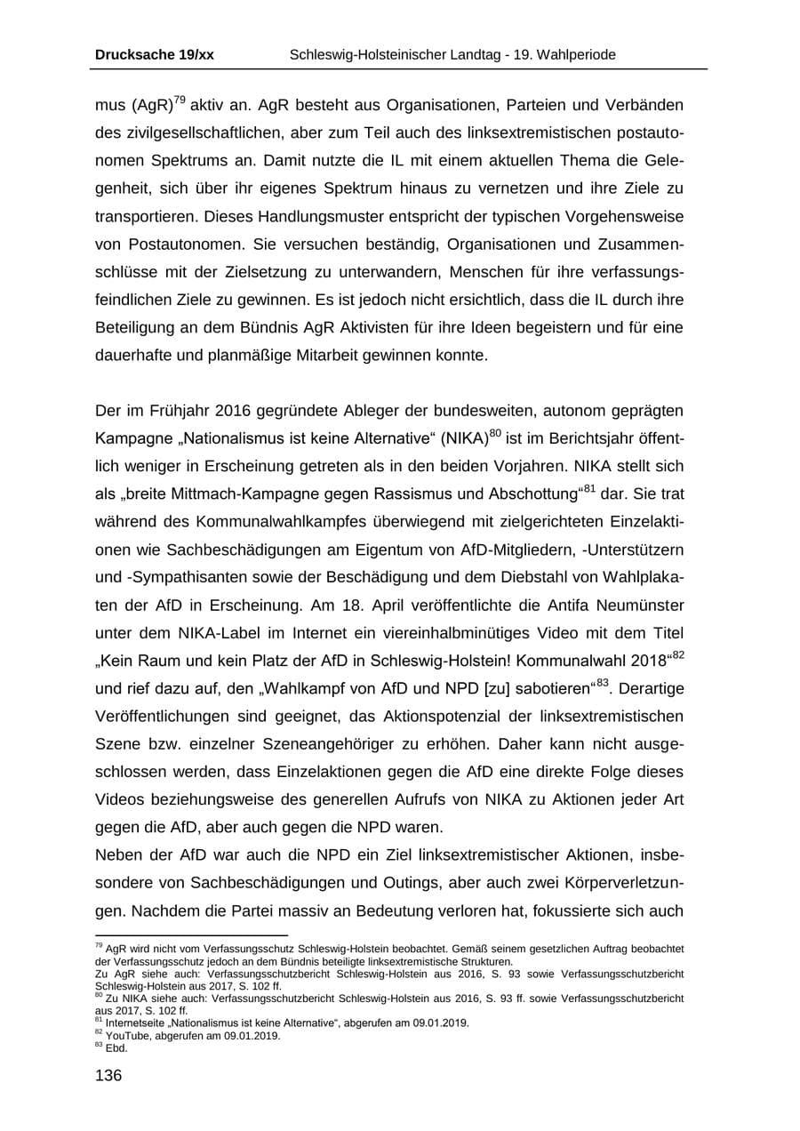 Seite 148 des Verfassungsschutzbericht 2018 Schleswig-Holstein