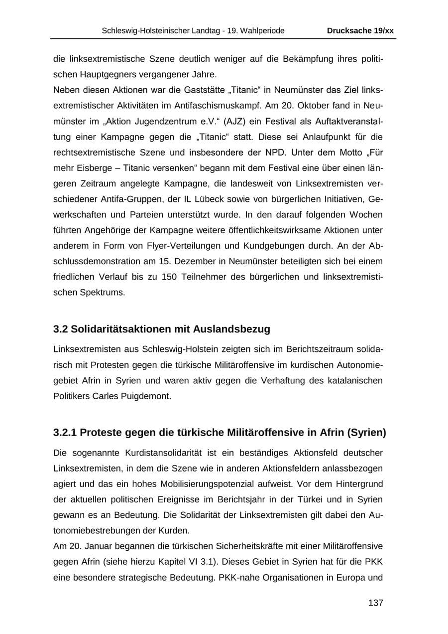 Seite 149 des Verfassungsschutzbericht 2018 Schleswig-Holstein
