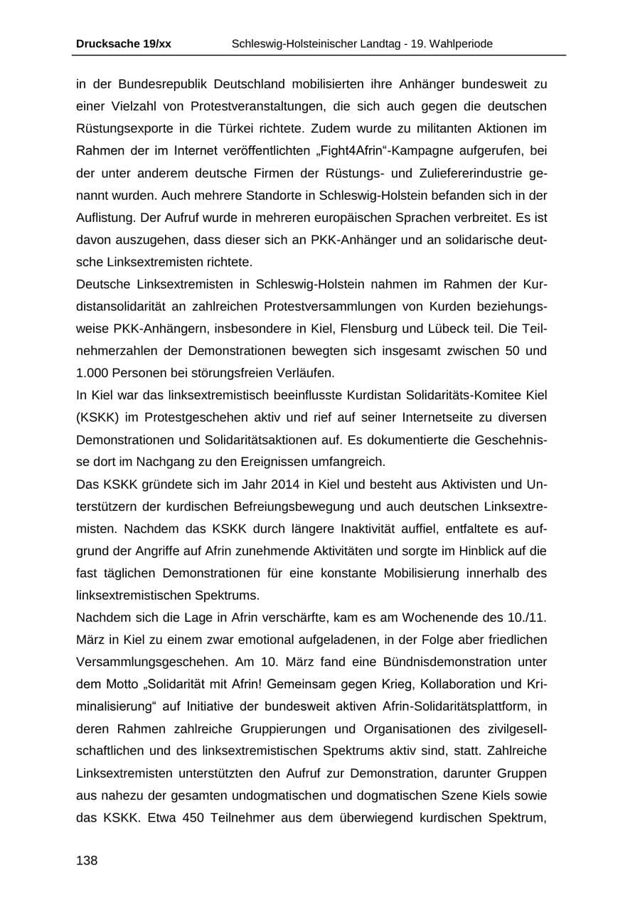 Seite 150 des Verfassungsschutzbericht 2018 Schleswig-Holstein