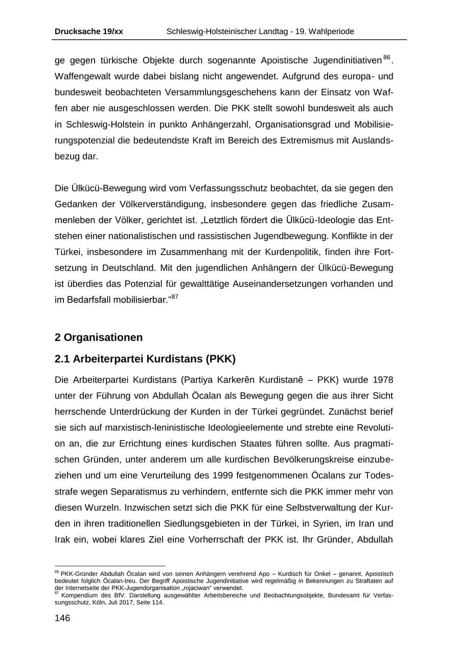 Seite 158 des Verfassungsschutzbericht 2018 Schleswig-Holstein
