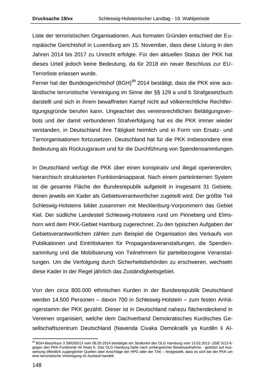 Seite 160 des Verfassungsschutzbericht 2018 Schleswig-Holstein