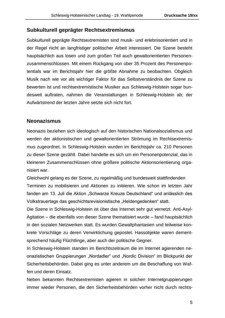 Seite 17 des Verfassungsschutzbericht 2018 Schleswig-Holstein
