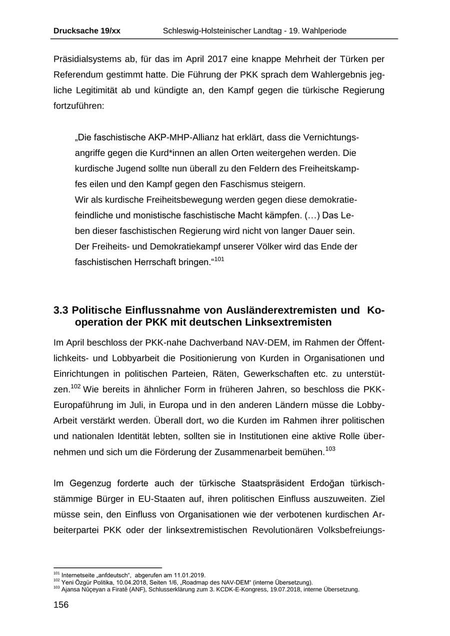 Seite 168 des Verfassungsschutzbericht 2018 Schleswig-Holstein