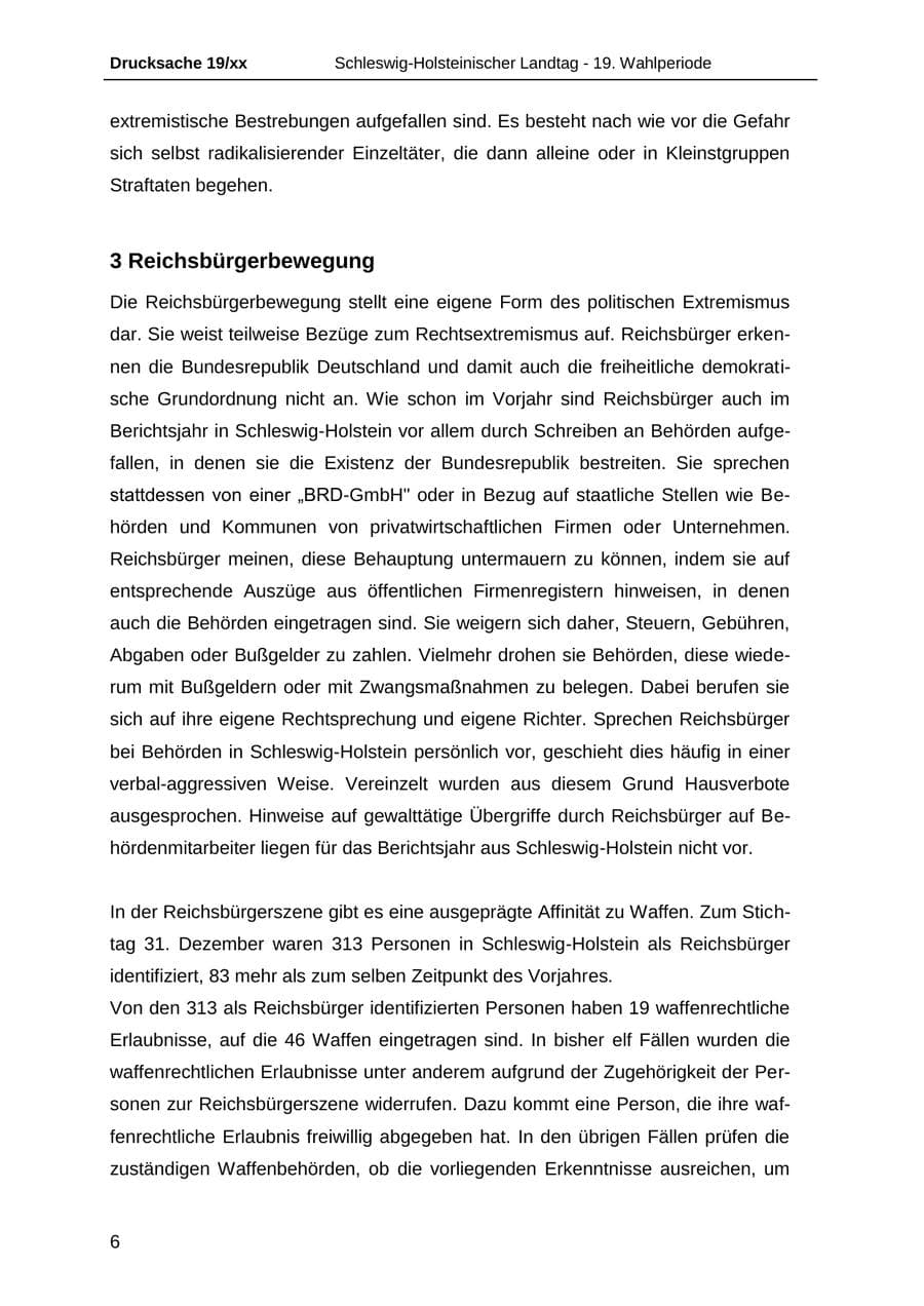 Seite 18 des Verfassungsschutzbericht 2018 Schleswig-Holstein