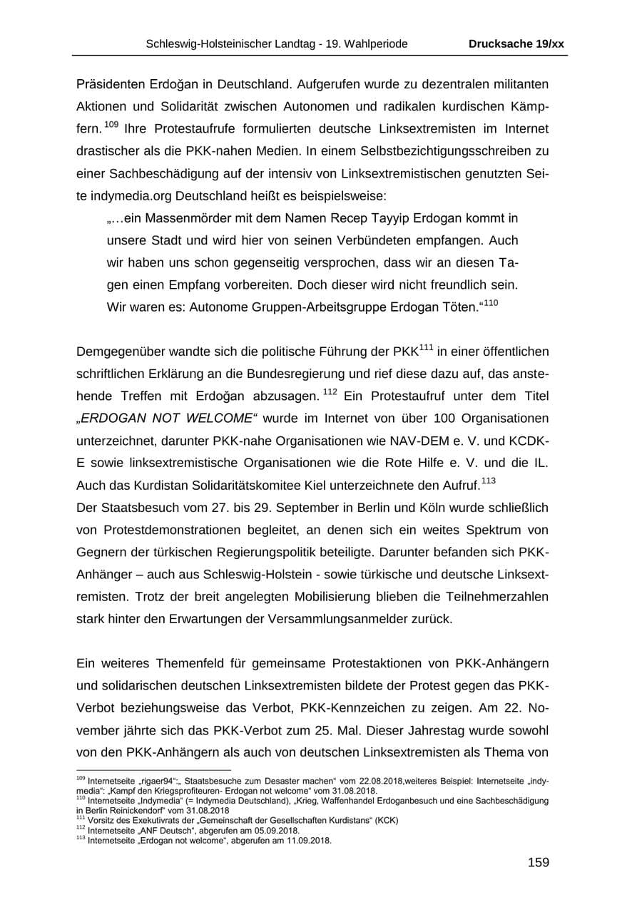 Seite 171 des Verfassungsschutzbericht 2018 Schleswig-Holstein