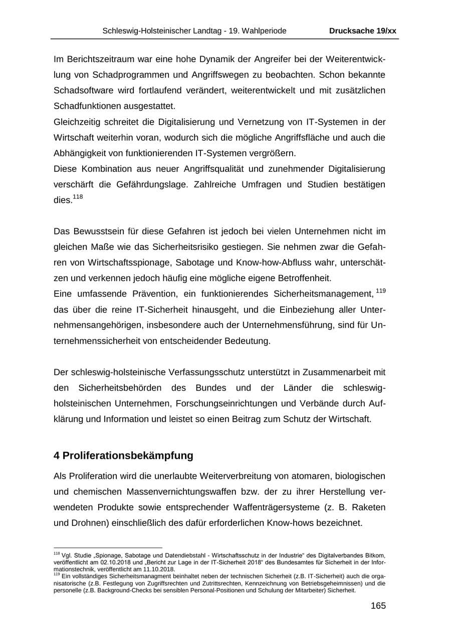 Seite 177 des Verfassungsschutzbericht 2018 Schleswig-Holstein