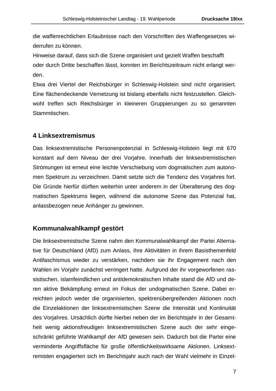 Seite 19 des Verfassungsschutzbericht 2018 Schleswig-Holstein