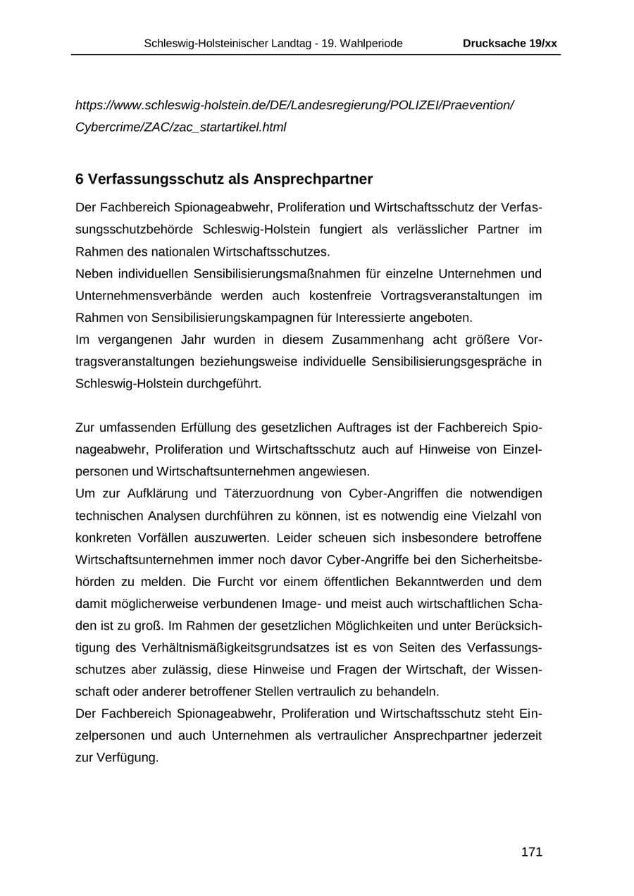 Seite 183 des Verfassungsschutzbericht 2018 Schleswig-Holstein