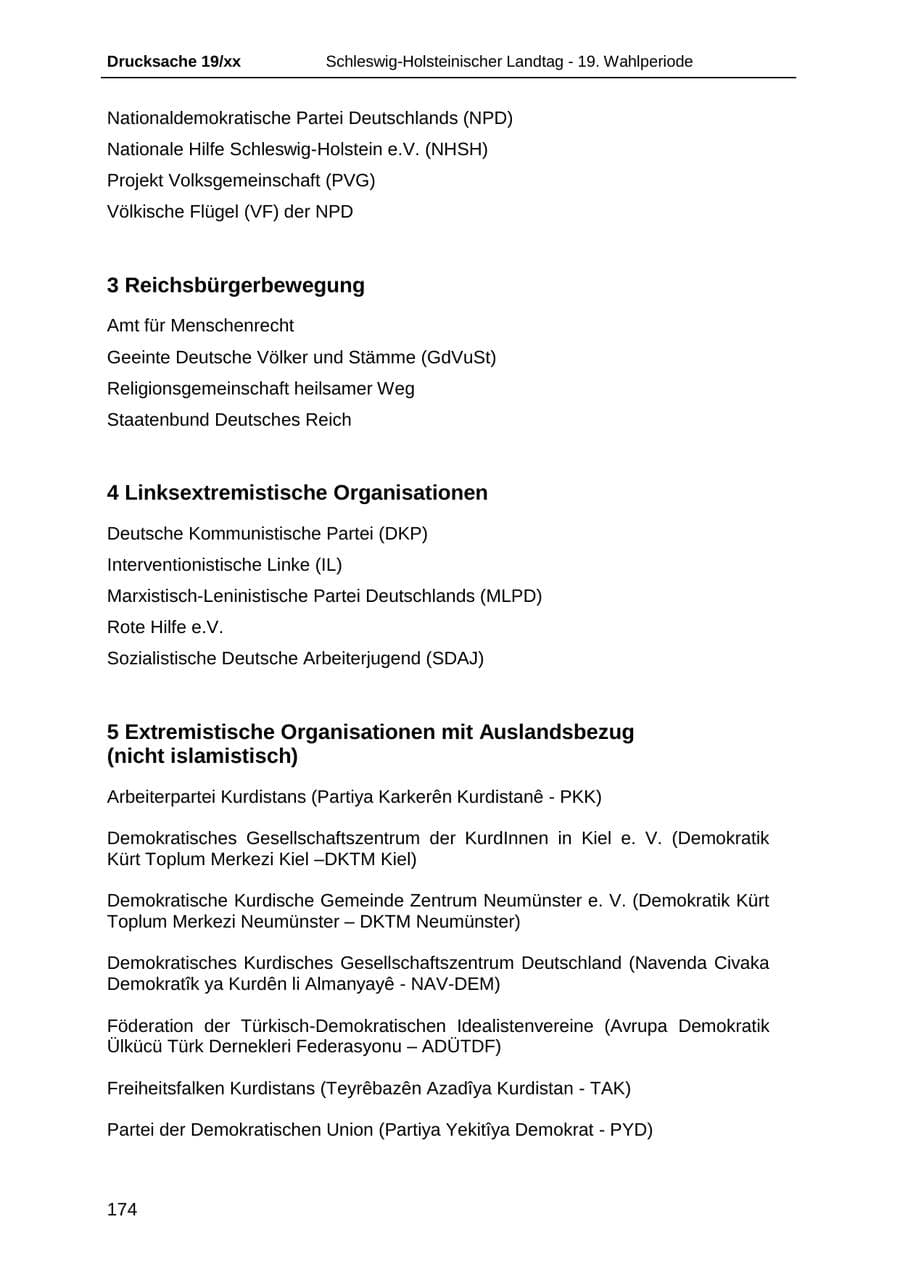 Seite 186 des Verfassungsschutzbericht 2018 Schleswig-Holstein