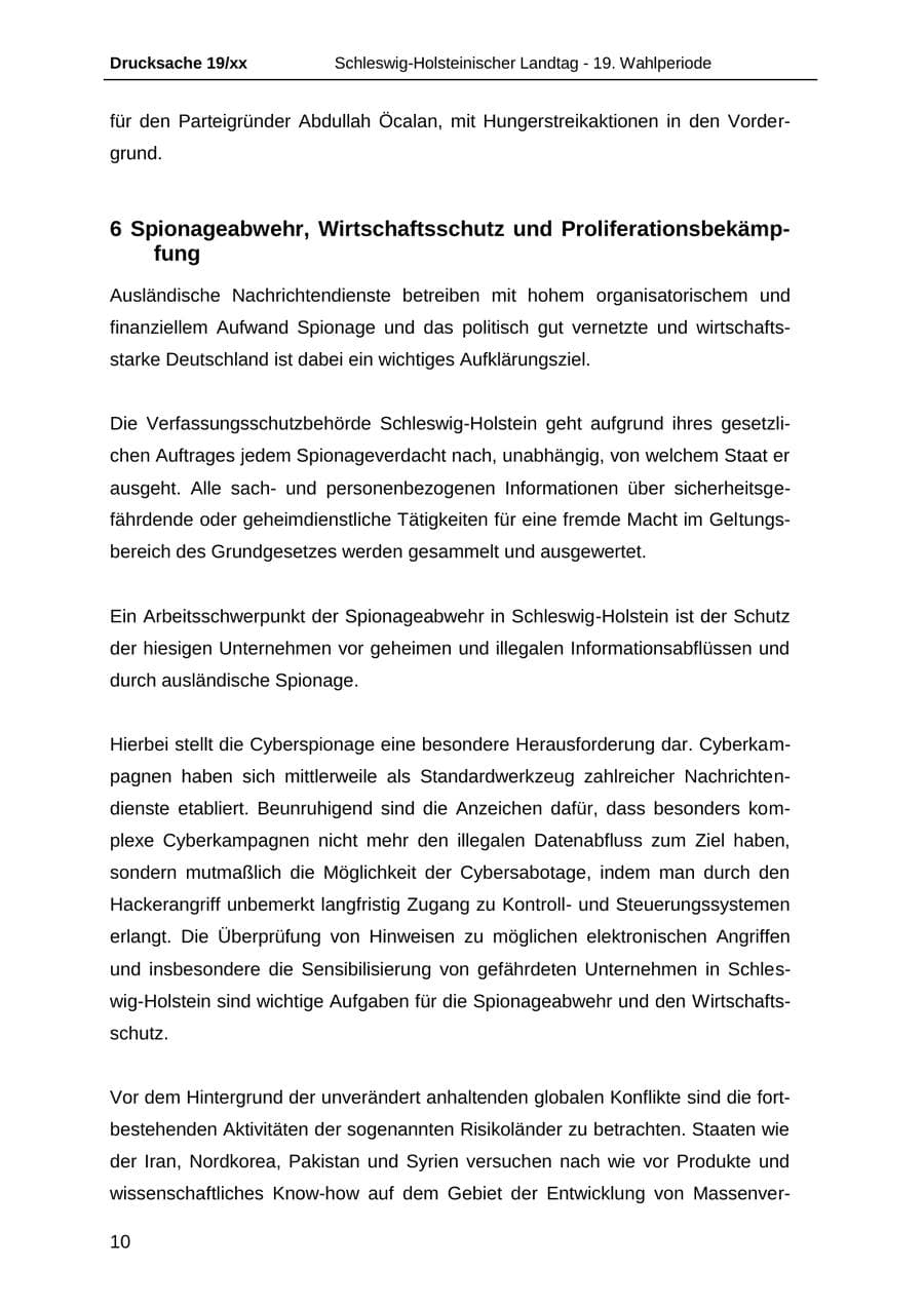 Seite 22 des Verfassungsschutzbericht 2018 Schleswig-Holstein