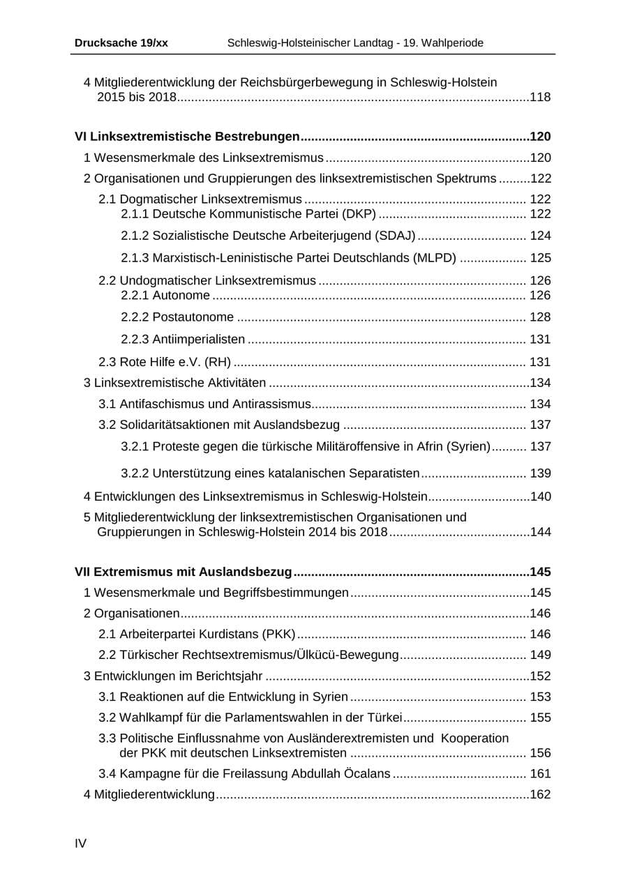 Seite 5 des Verfassungsschutzbericht 2018 Schleswig-Holstein