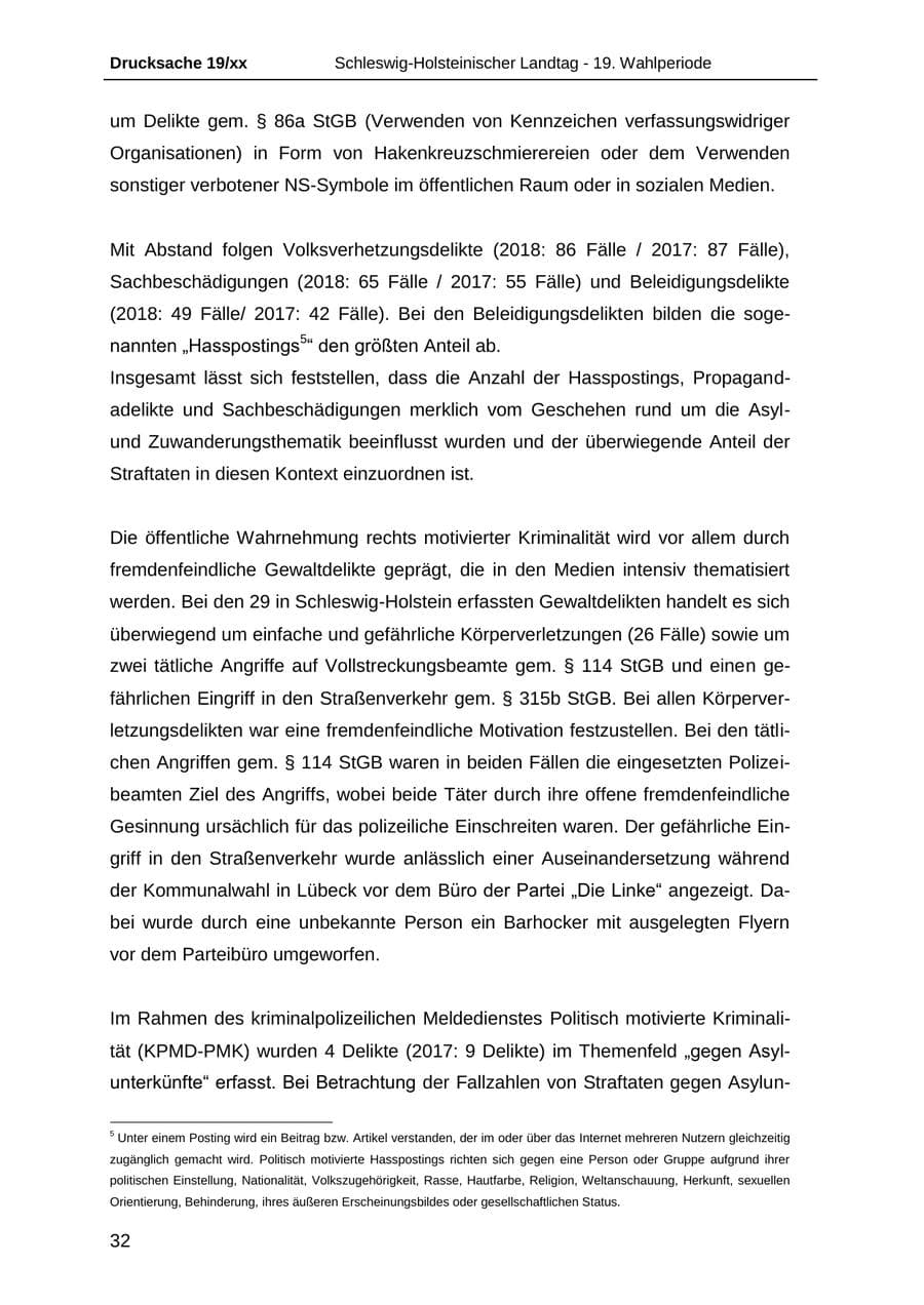 Seite 44 des Verfassungsschutzbericht 2018 Schleswig-Holstein