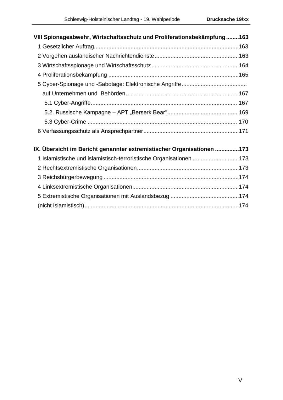 Seite 6 des Verfassungsschutzbericht 2018 Schleswig-Holstein