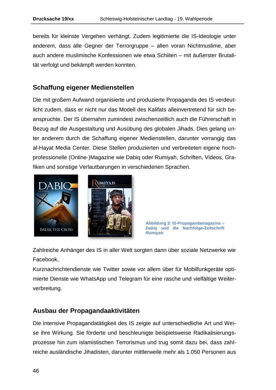 Seite 58 des Verfassungsschutzbericht 2018 Schleswig-Holstein