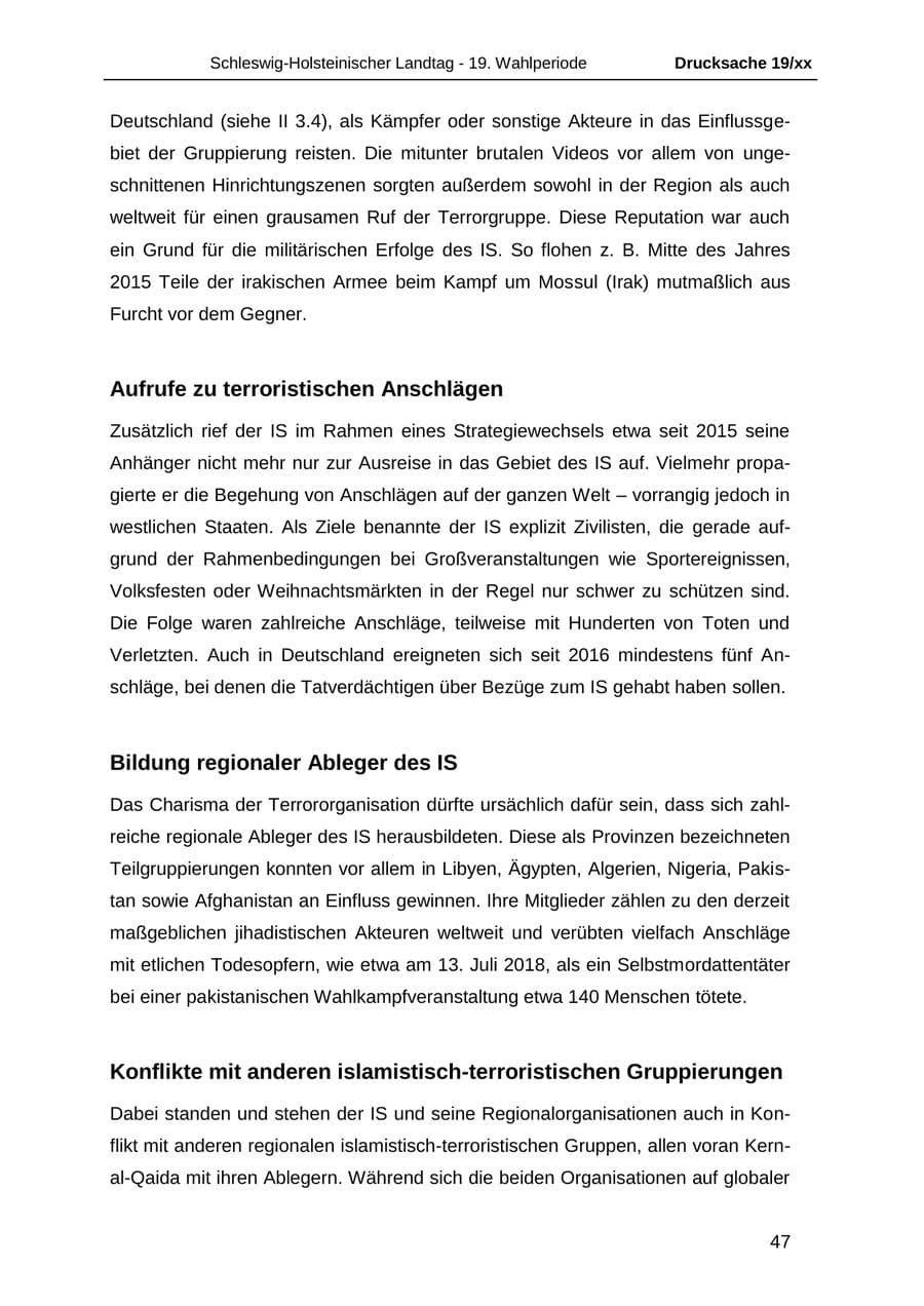 Seite 59 des Verfassungsschutzbericht 2018 Schleswig-Holstein