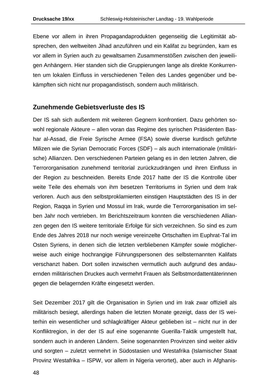Seite 60 des Verfassungsschutzbericht 2018 Schleswig-Holstein