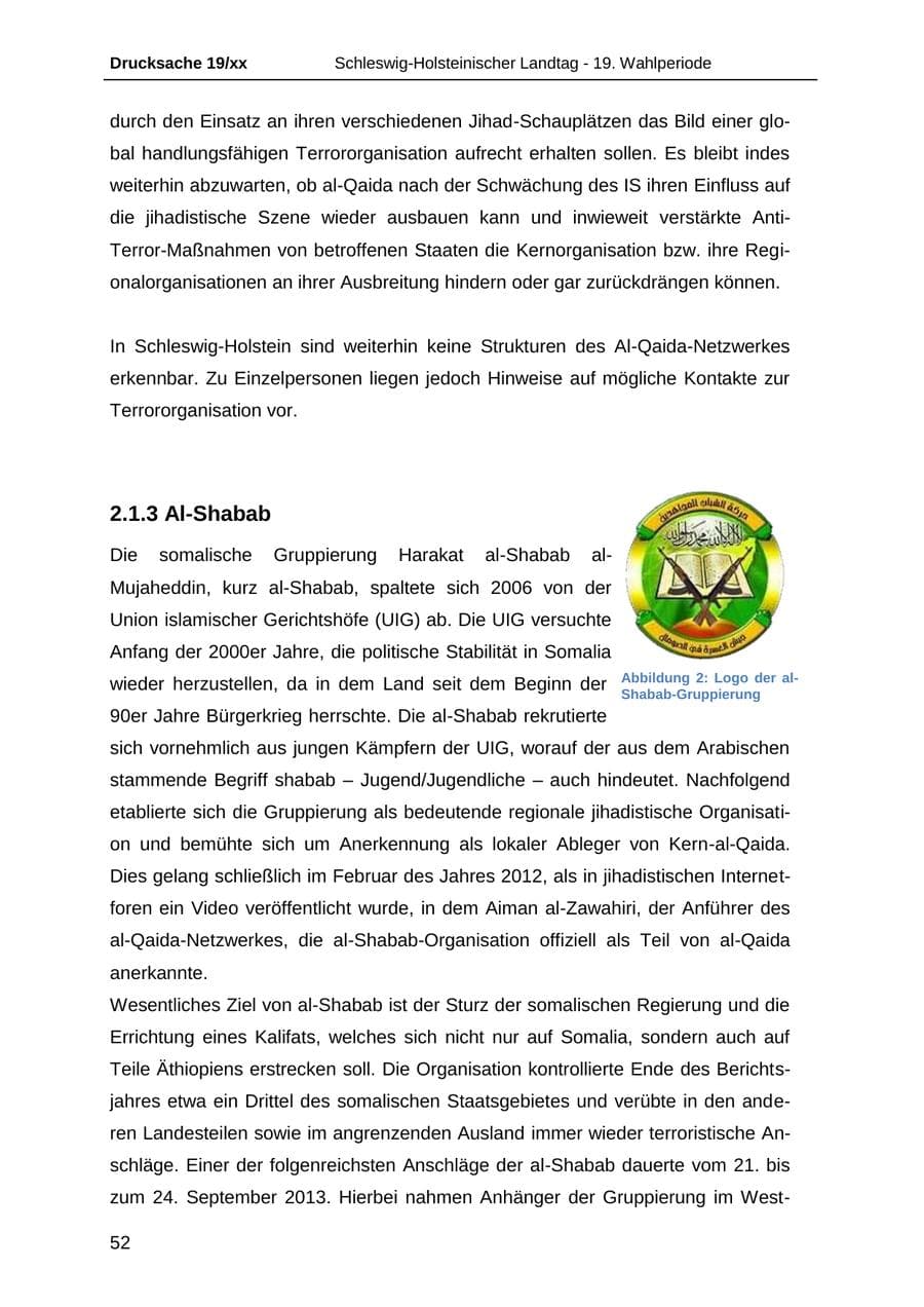 Seite 64 des Verfassungsschutzbericht 2018 Schleswig-Holstein