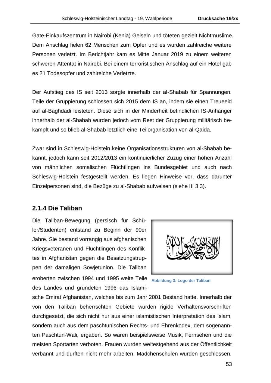 Seite 65 des Verfassungsschutzbericht 2018 Schleswig-Holstein