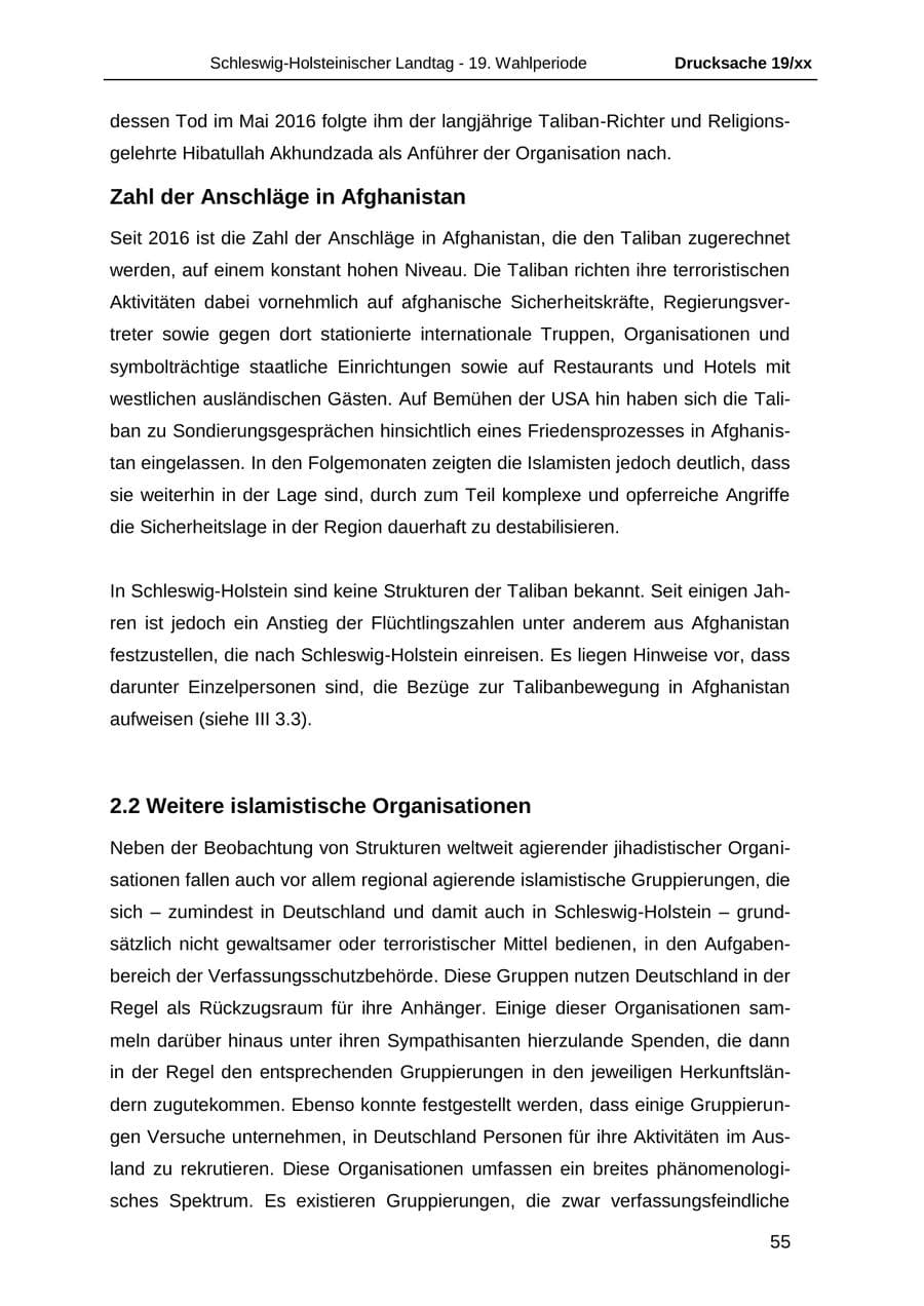 Seite 67 des Verfassungsschutzbericht 2018 Schleswig-Holstein