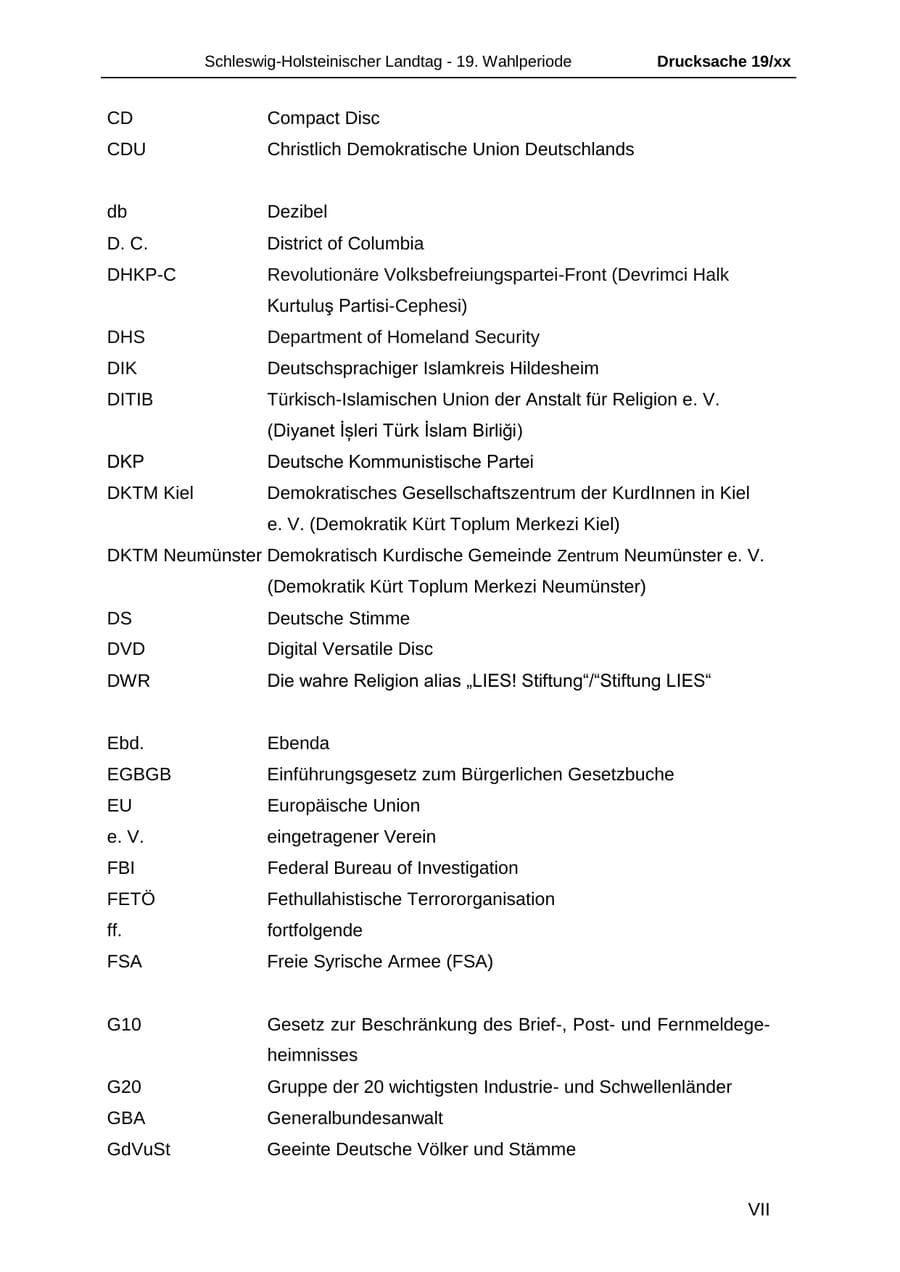 Seite 8 des Verfassungsschutzbericht 2018 Schleswig-Holstein