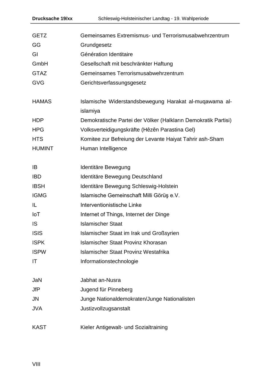 Seite 9 des Verfassungsschutzbericht 2018 Schleswig-Holstein
