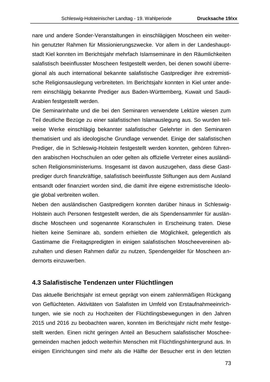 Seite 85 des Verfassungsschutzbericht 2018 Schleswig-Holstein