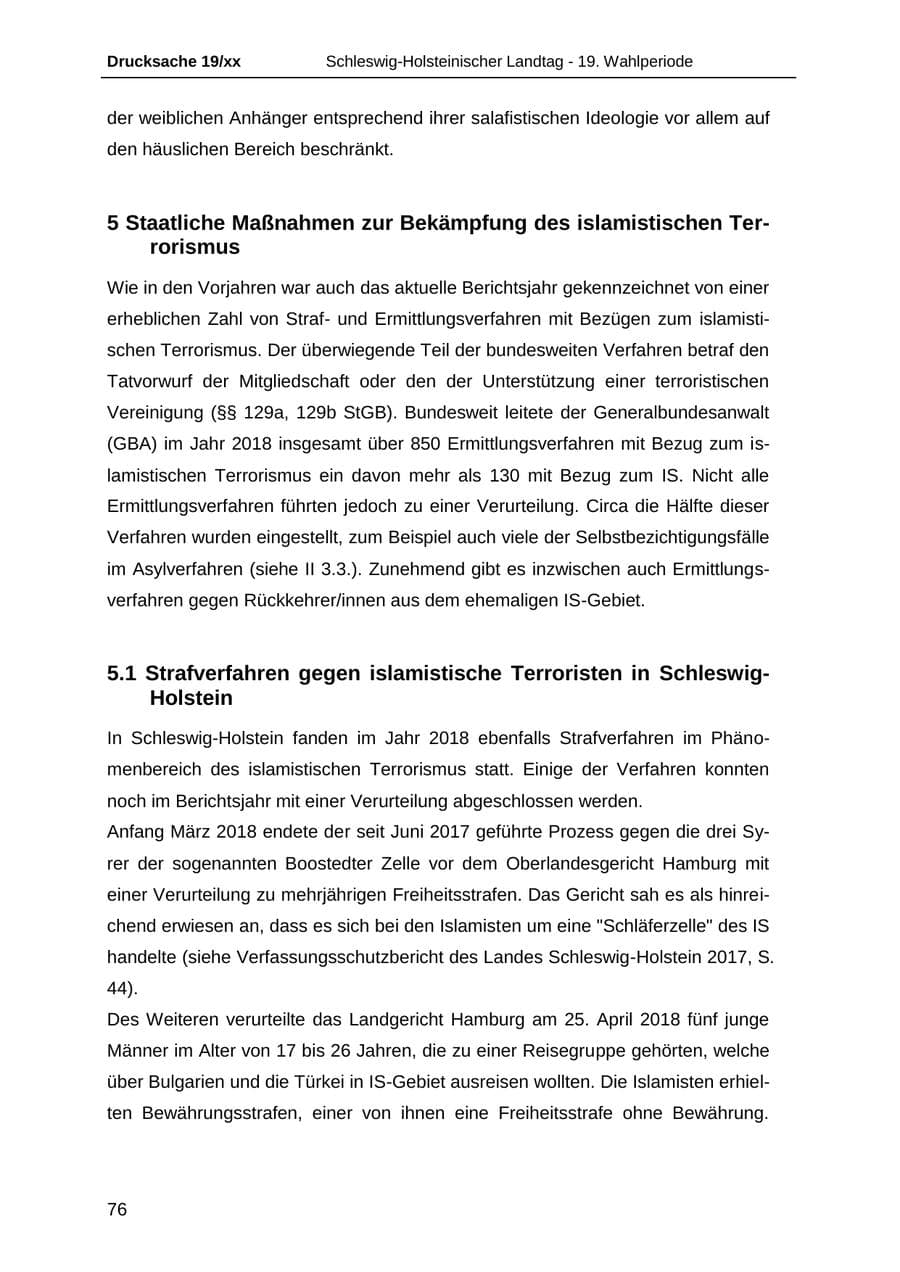 Seite 88 des Verfassungsschutzbericht 2018 Schleswig-Holstein