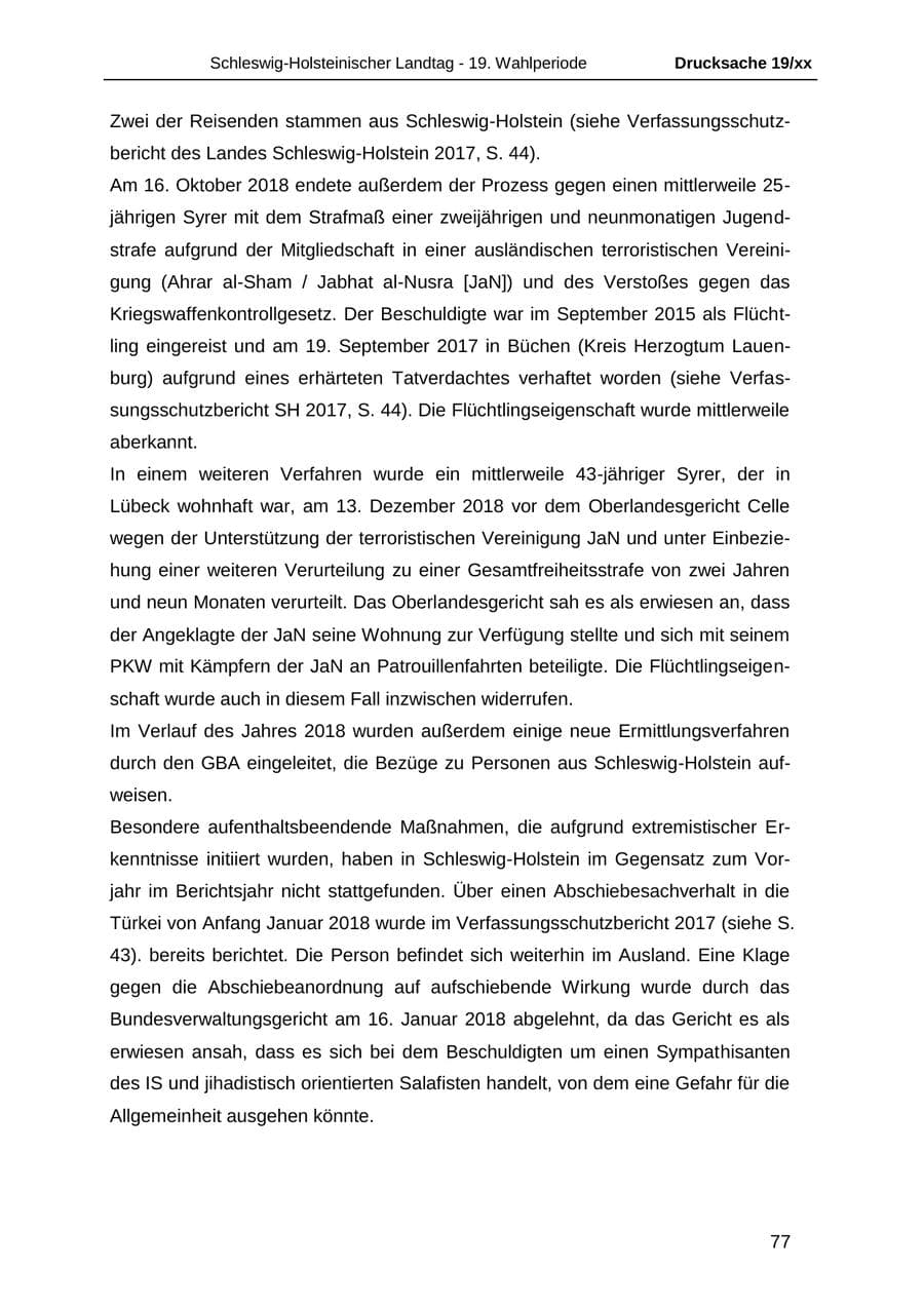 Seite 89 des Verfassungsschutzbericht 2018 Schleswig-Holstein