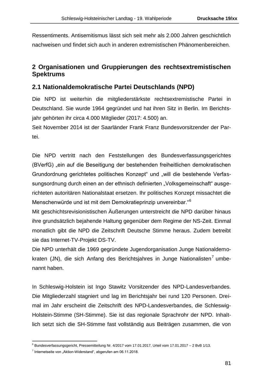 Seite 93 des Verfassungsschutzbericht 2018 Schleswig-Holstein
