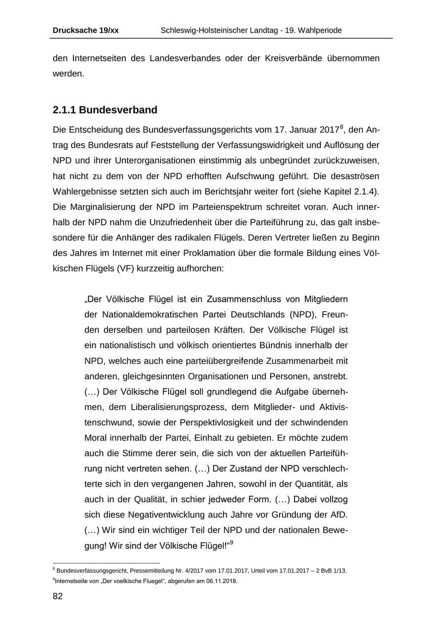 Seite 94 des Verfassungsschutzbericht 2018 Schleswig-Holstein