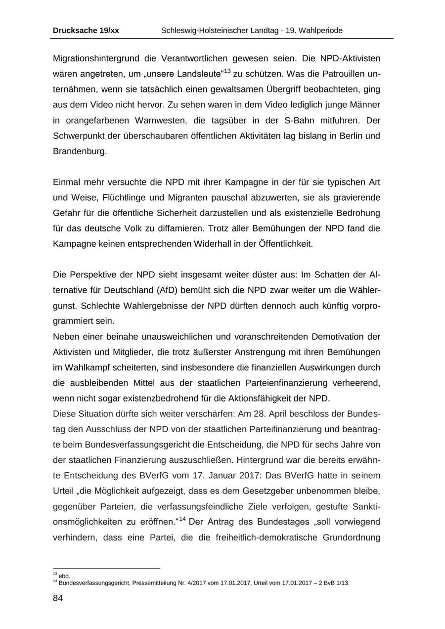 Seite 96 des Verfassungsschutzbericht 2018 Schleswig-Holstein