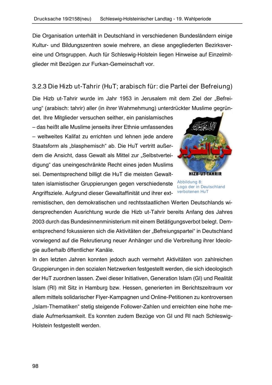Seite 112 des Verfassungsschutzbericht 2019 Schleswig-Holstein