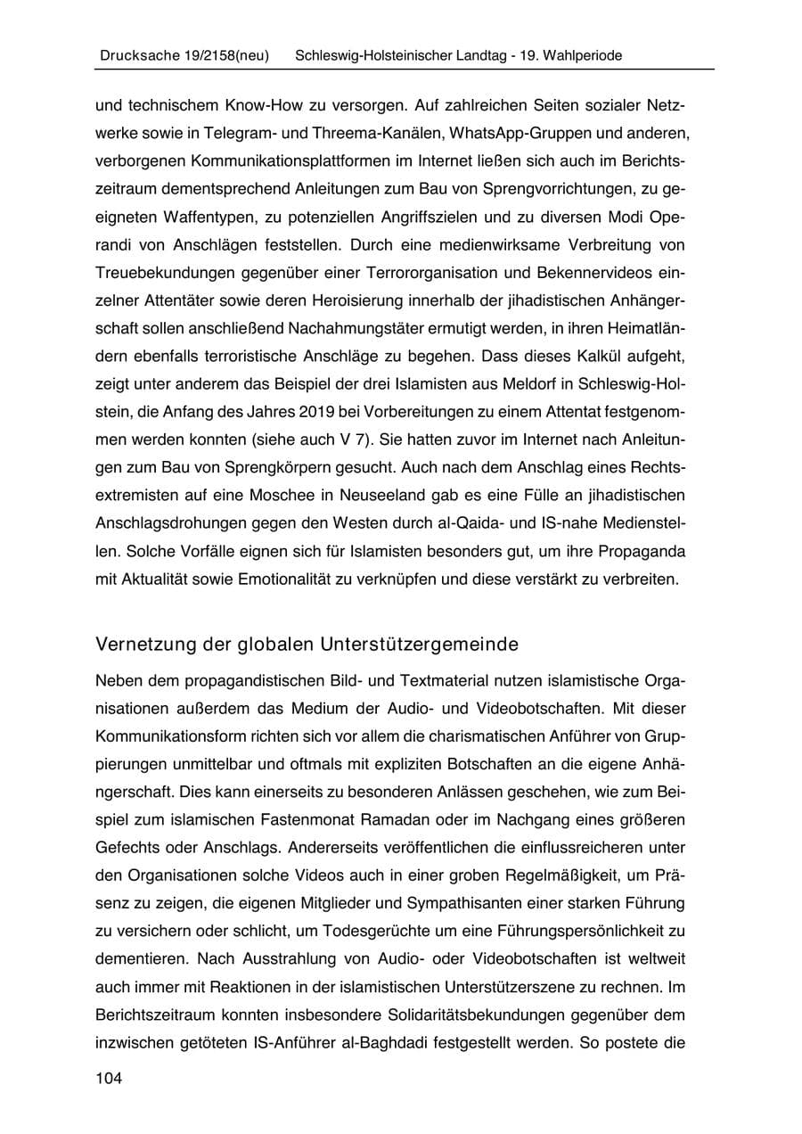 Seite 118 des Verfassungsschutzbericht 2019 Schleswig-Holstein